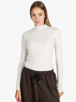 Solada Pullover donna in maglia con collo a lupetto - panna