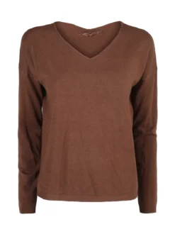 Solada Pullover donna in maglia con scollo a V - moro