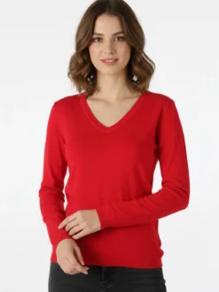 Solada Pullover donna in maglia scollo V - rosso