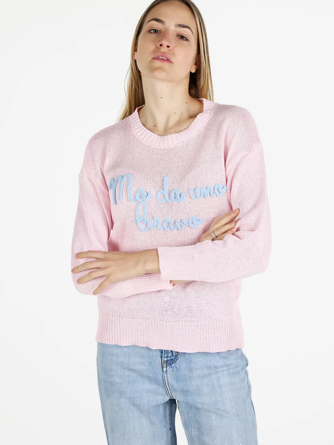 Solada Pullover donna in maglia traforata con ricamo