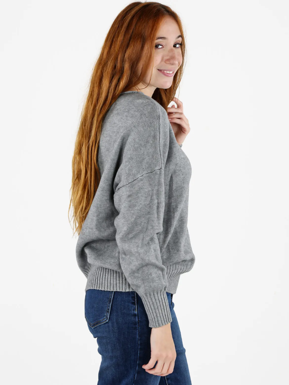 Solada Pullover donna oversize in maglia - grigio
