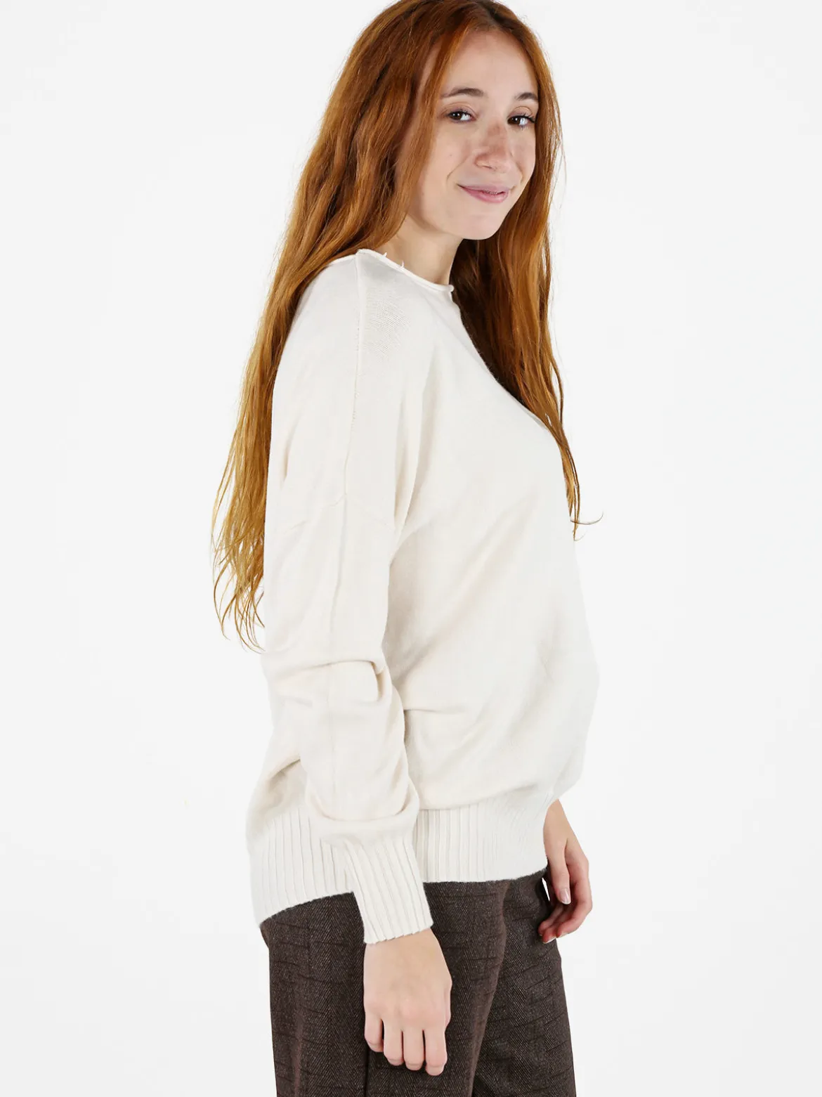 Solada Pullover donna oversize in maglia - panna