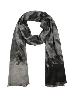 Solada Sciarpa donna con stampe e frange - nero