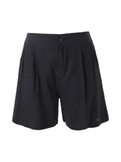 Solada Shorts donna a vita alta in misto lino - blu scuro