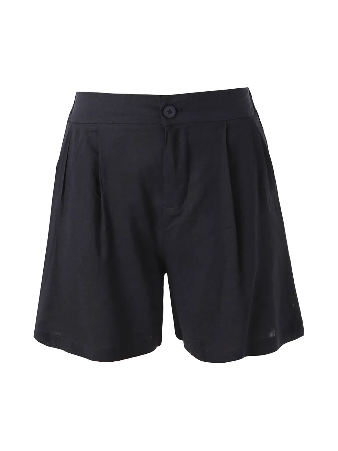 Solada Shorts donna a vita alta in misto lino - blu scuro
