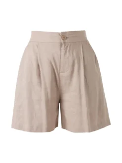 Solada Shorts donna a vita alta in misto lino - khaki