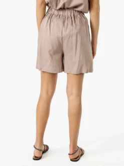 Solada Shorts donna a vita alta in misto lino - khaki