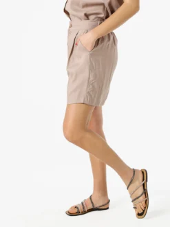 Solada Shorts donna a vita alta in misto lino - khaki