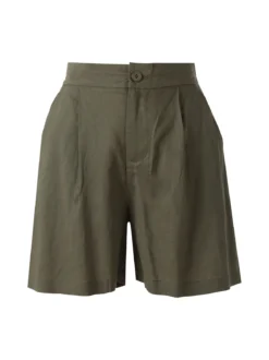 Solada Shorts donna a vita alta in misto lino - militare