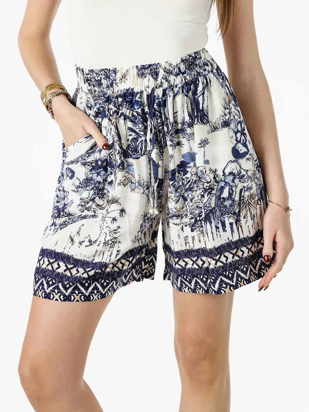Solada Shorts donna con stampe - blu scuro