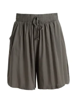 Solada Shorts donna in cotone a vita alta a gamba larga - militare