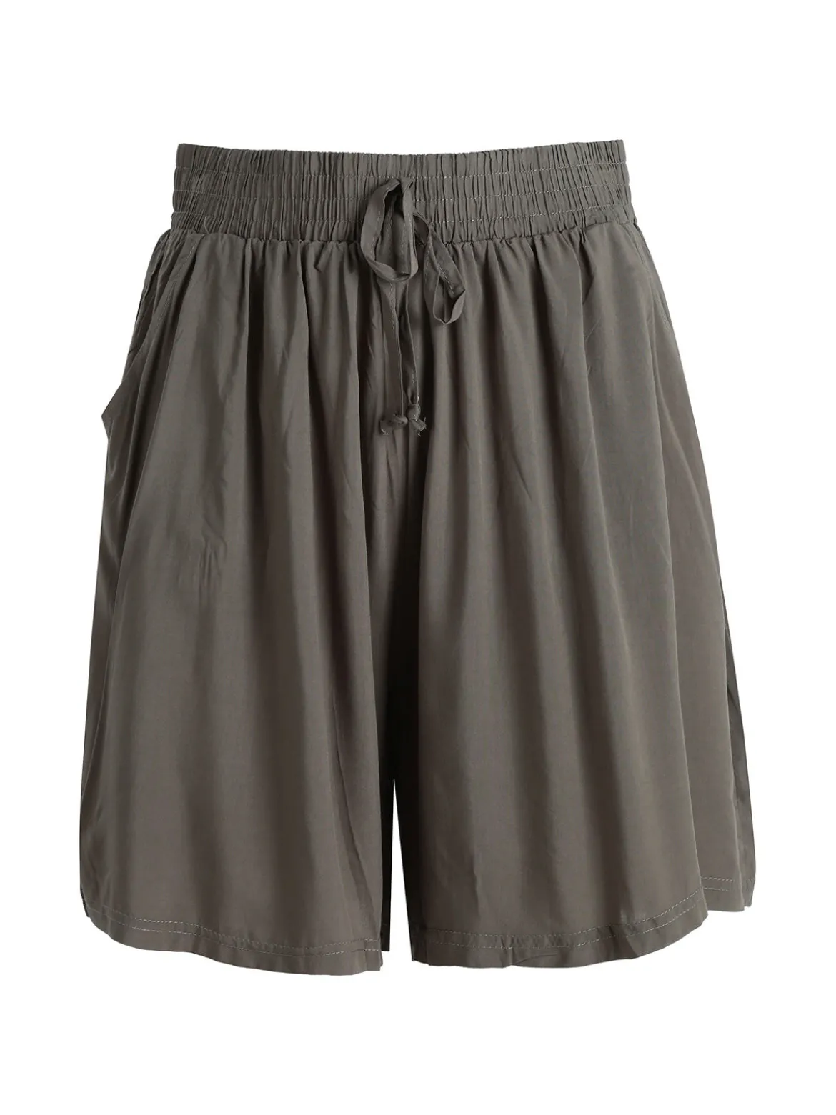 Solada Shorts donna in cotone a vita alta a gamba larga - militare