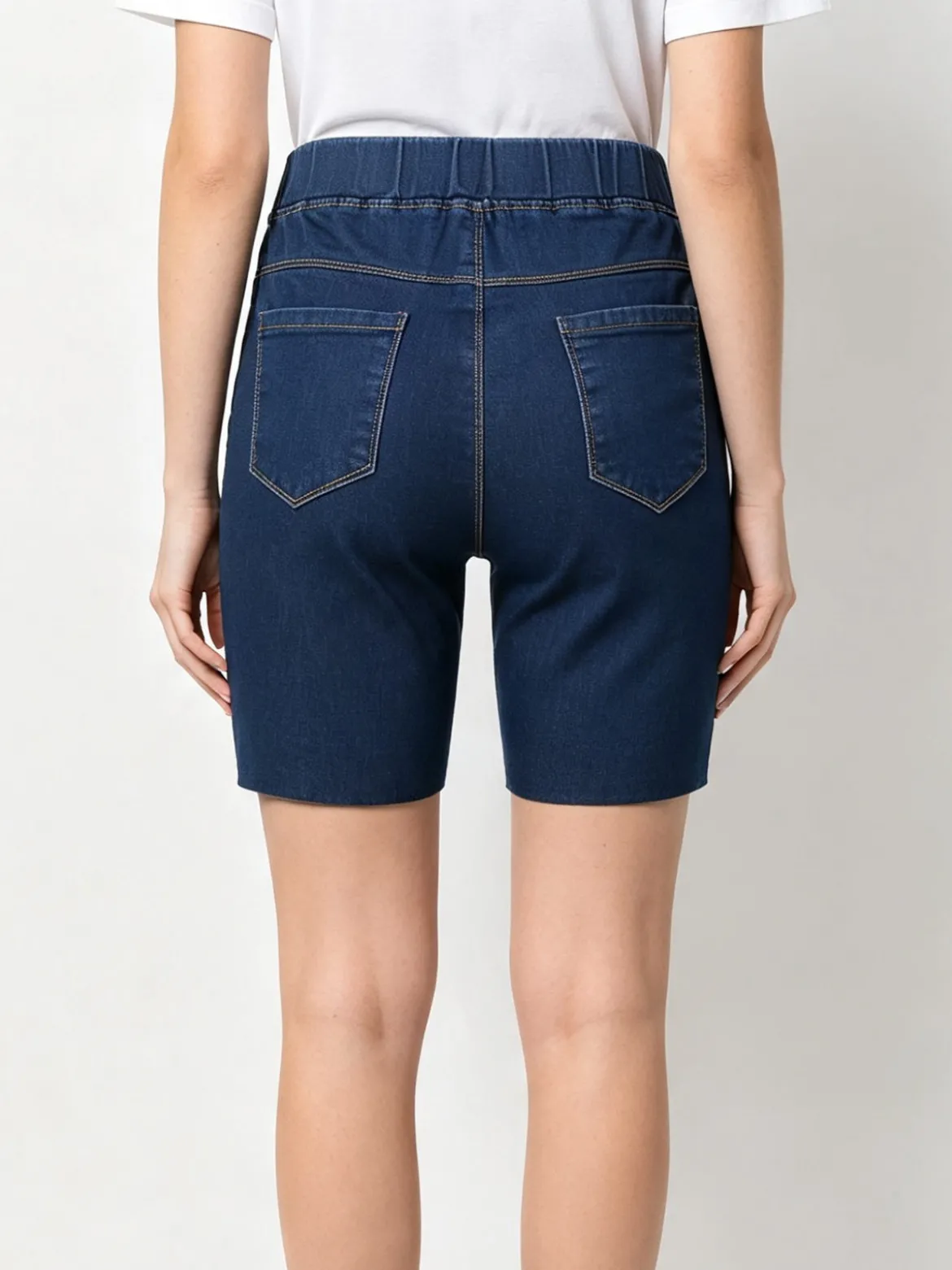 Solada Shorts donna in jeans con elastico in vita - blu scuro