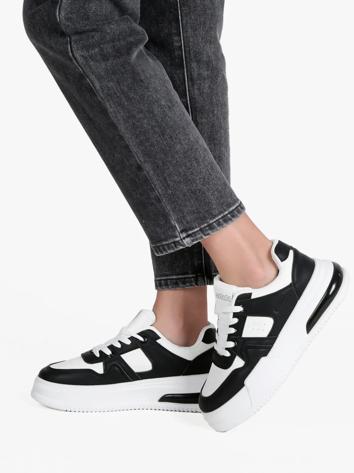 Solada Sneakers donna stringate con suola alta