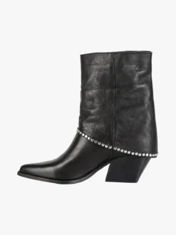 Solada Stivaletti donna texani in pelle con borchie e zip