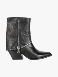 Solada Stivaletti donna texani in pelle con borchie e zip