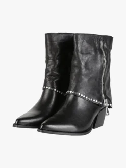 Solada Stivaletti donna texani in pelle con borchie e zip