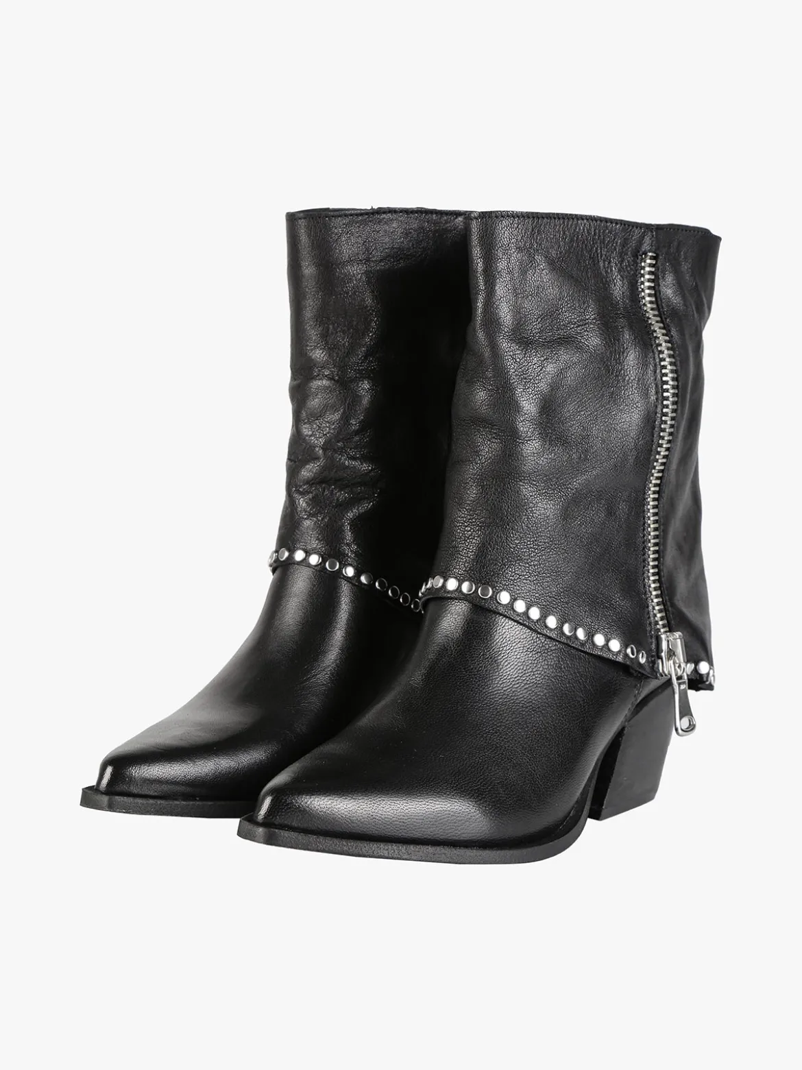 Solada Stivaletti donna texani in pelle con borchie e zip