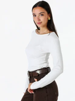 Solada Top body da donna a maniche lunghe in viscosa - bianco