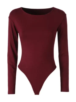 Solada Top body da donna a maniche lunghe in viscosa - bordeaux