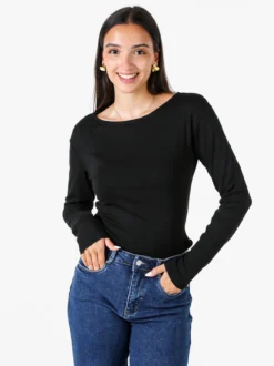 Solada Top body da donna a maniche lunghe in viscosa - nero