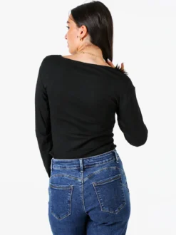 Solada Top body da donna a maniche lunghe in viscosa - nero