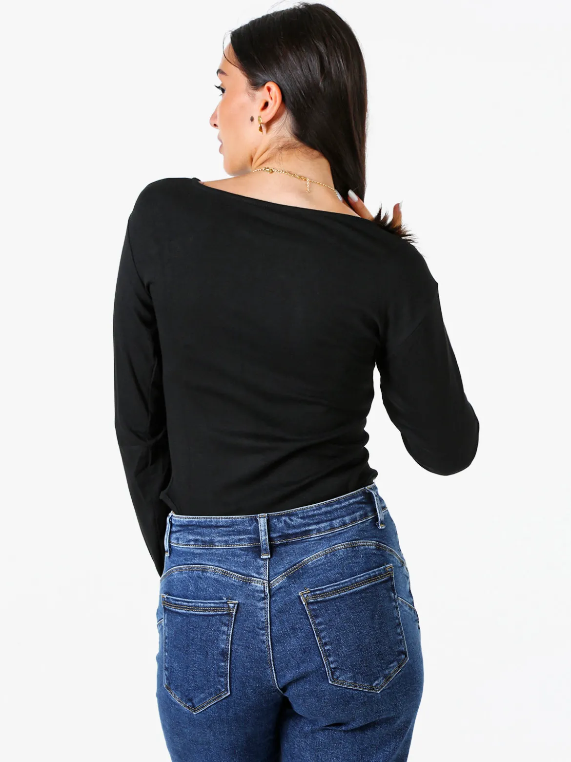 Solada Top body da donna a maniche lunghe in viscosa - nero