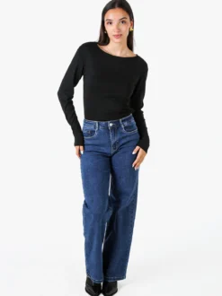 Solada Top body da donna a maniche lunghe in viscosa - nero