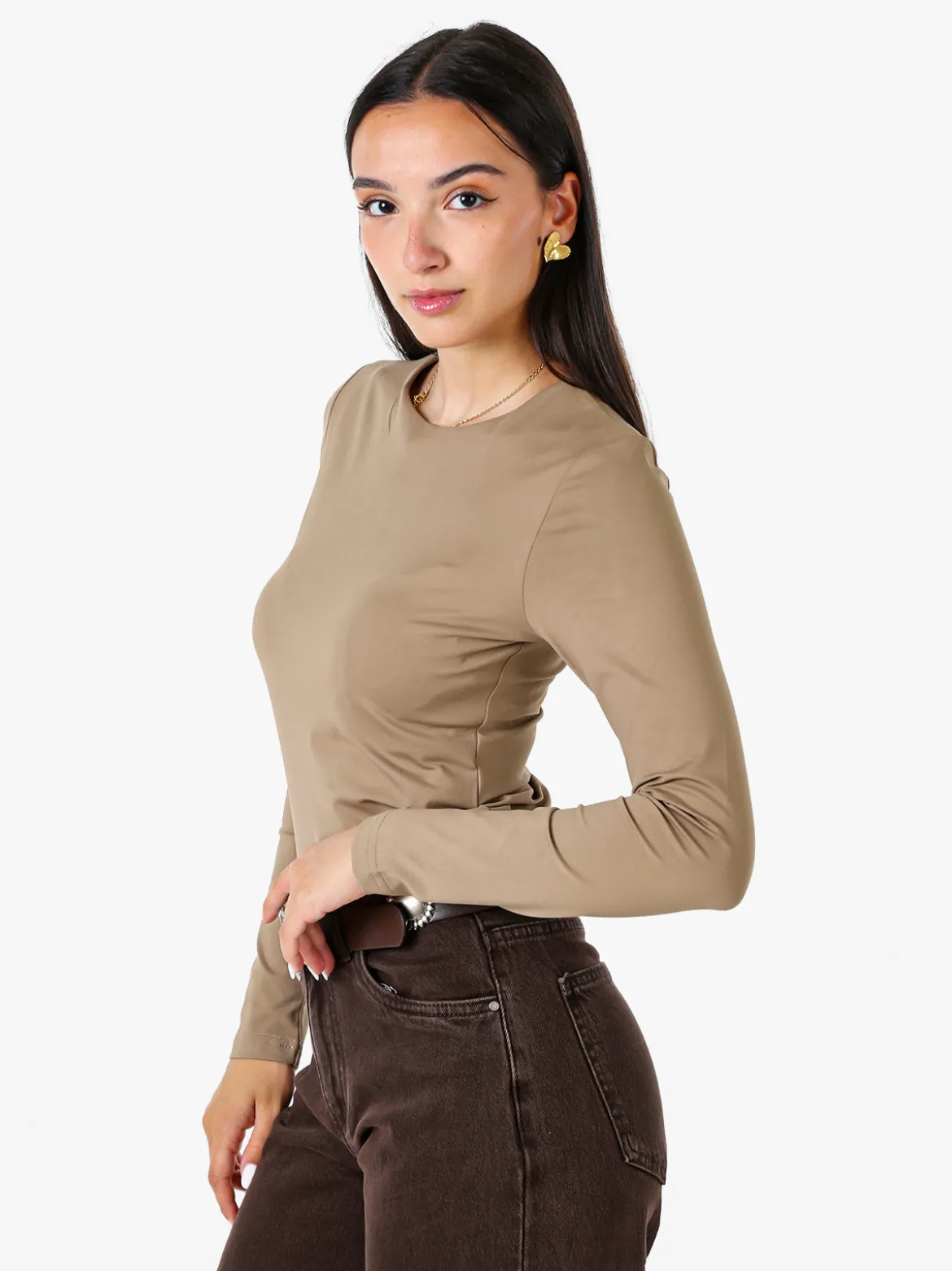 Solada Top body da donna a maniche lunghe - khaki