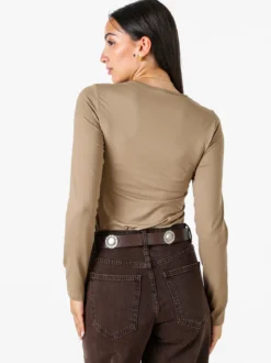 Solada Top body da donna a maniche lunghe - khaki