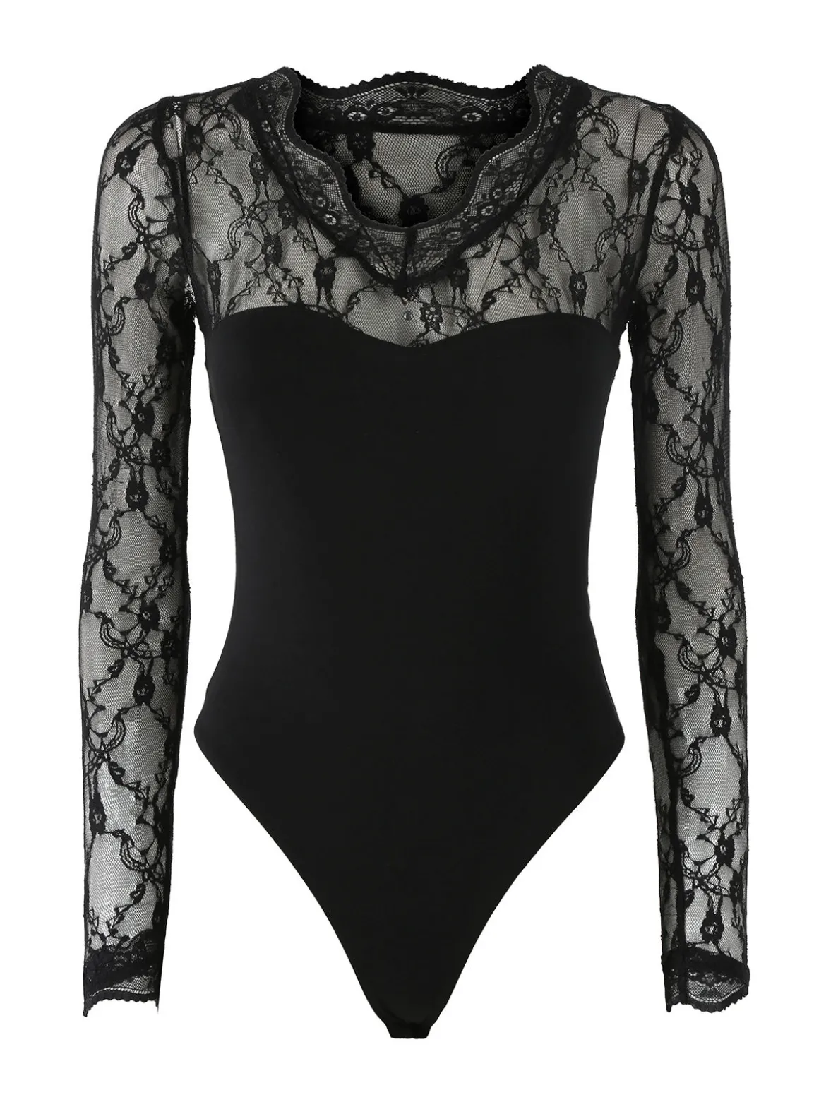 Solada Top body donna a maniche lunghe con pizzo