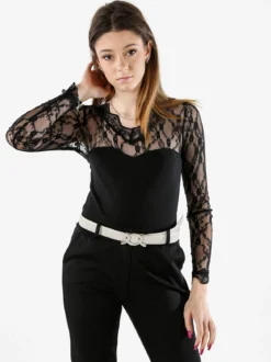 Solada Top body donna a maniche lunghe con pizzo