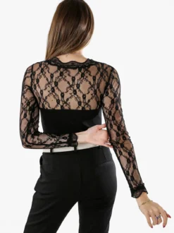 Solada Top body donna a maniche lunghe con pizzo