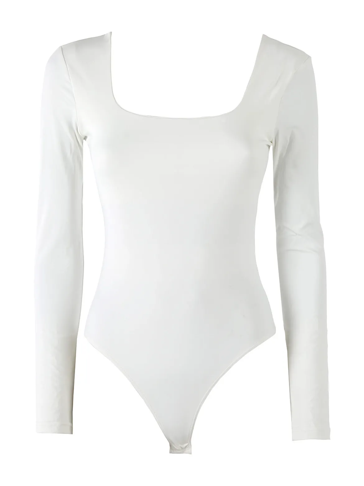 Solada Top body donna a maniche lunghe con scollo davanti e dietro - bianco