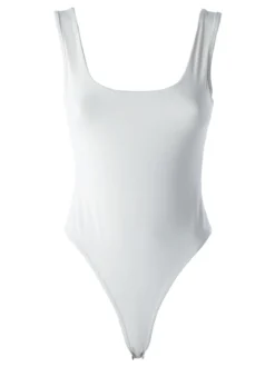 Solada Top body donna senza maniche sgambato - bianco