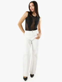 Solada Top body smanicato da donna con inserti a rete - nero