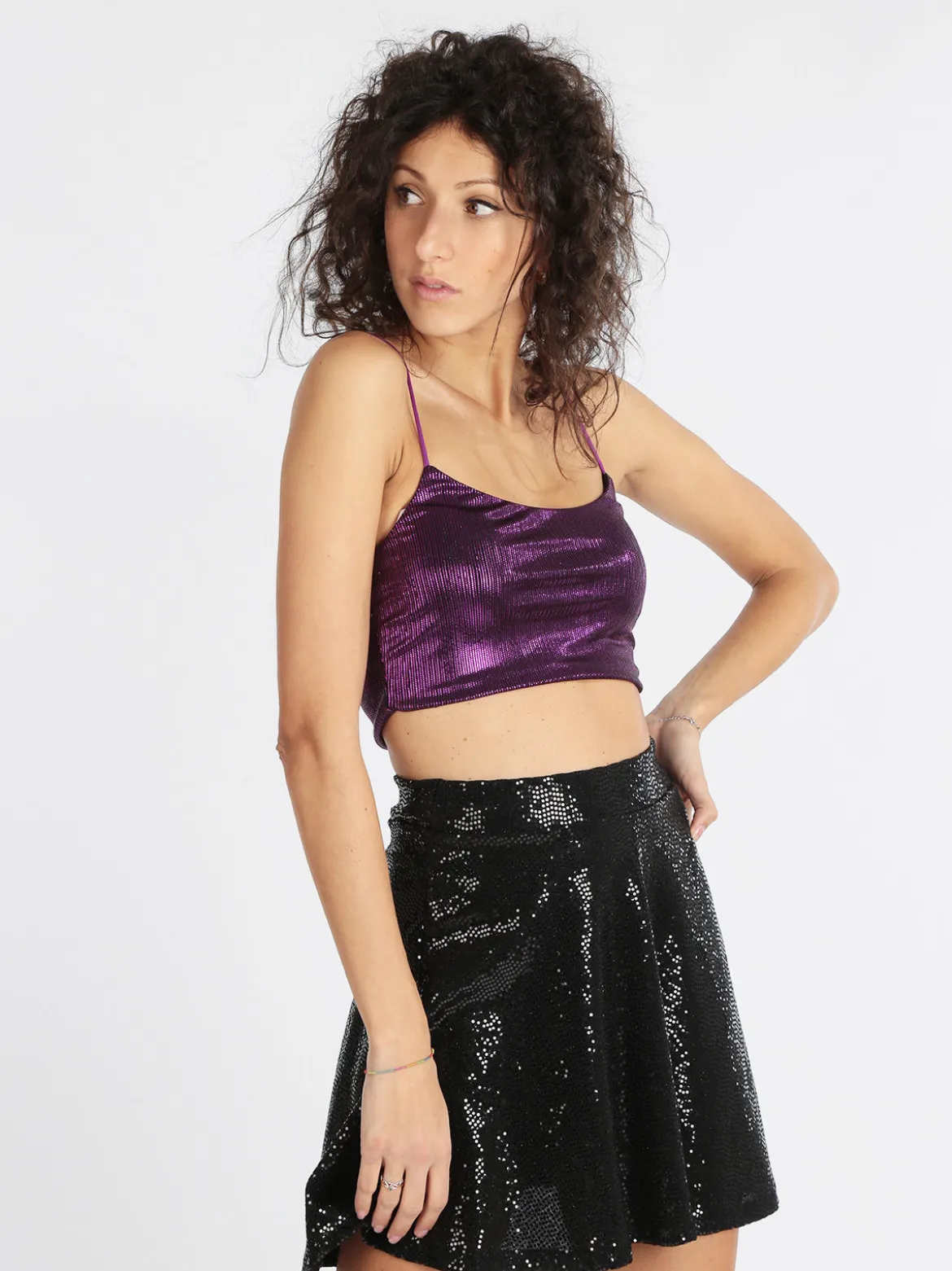 Solada Top corto donna con lurex