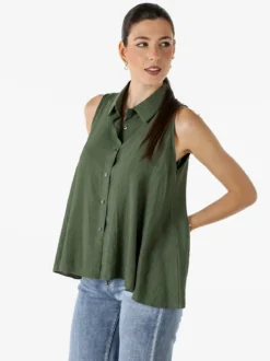 Solada Top donna a camicia senza maniche - militare