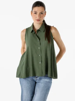 Solada Top donna a camicia senza maniche - militare