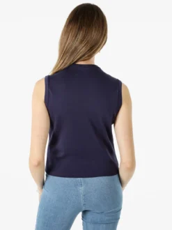Solada Top donna accollato in cotone - blu scuro