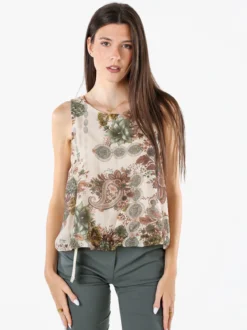Solada Top donna a palloncino con stampe - verde