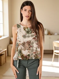 Solada Top donna a palloncino con stampe - verde