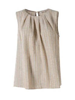 Solada Top donna a righe verticali con scollo tondo - khaki