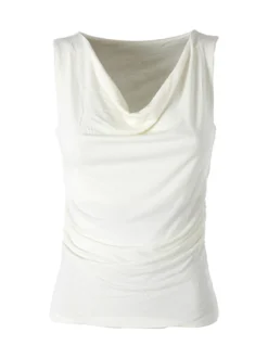 Solada Top donna arricciato sui lati con scollo a cascata - panna