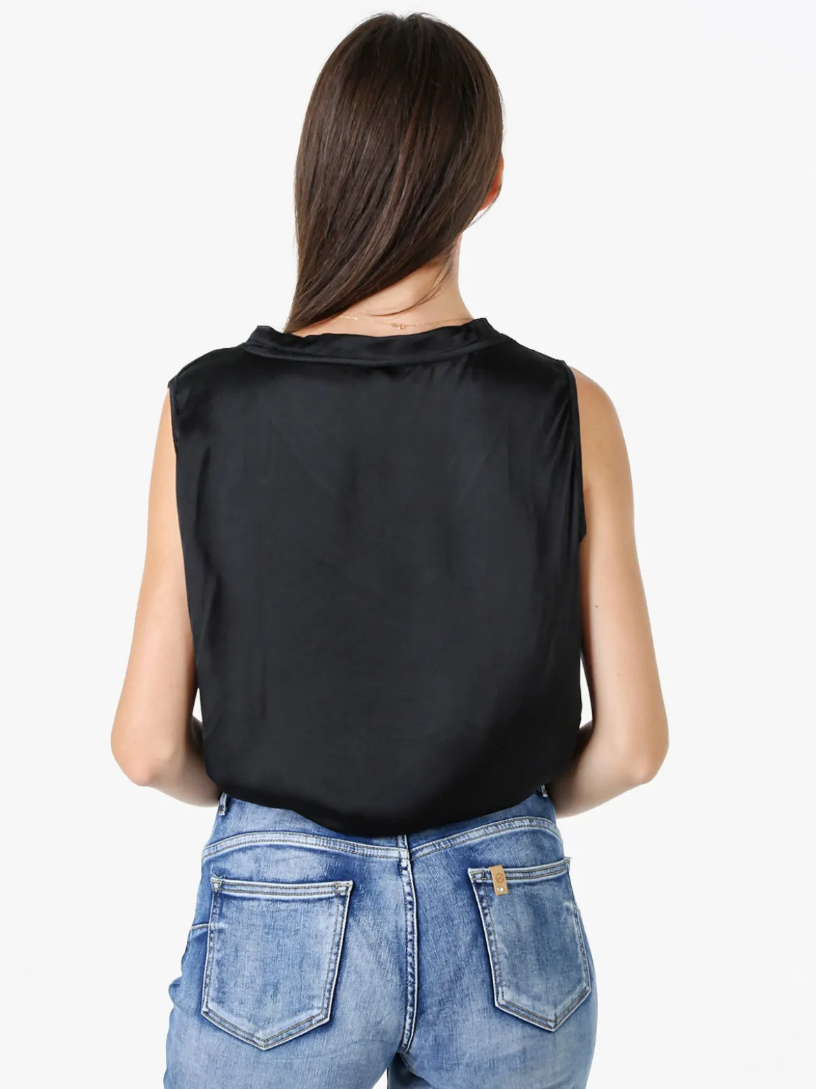 Solada Top donna a spalla larga con scollo a V - nero