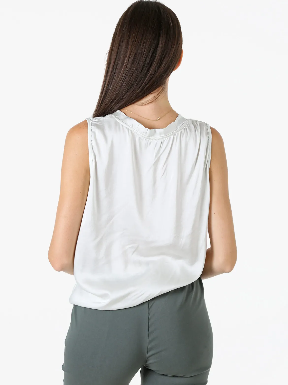 Solada Top donna a spalla larga con scollo a V - perla