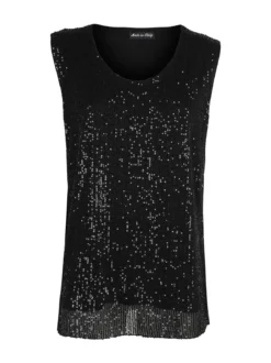 Solada Top donna con paillettes linea curvy - nero