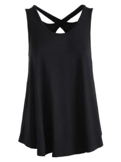 Solada Top donna con scollo incrociato sul retro - nero