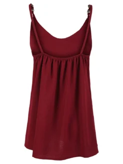 Solada Top donna con spalline sottili e perline dorate - bordeaux