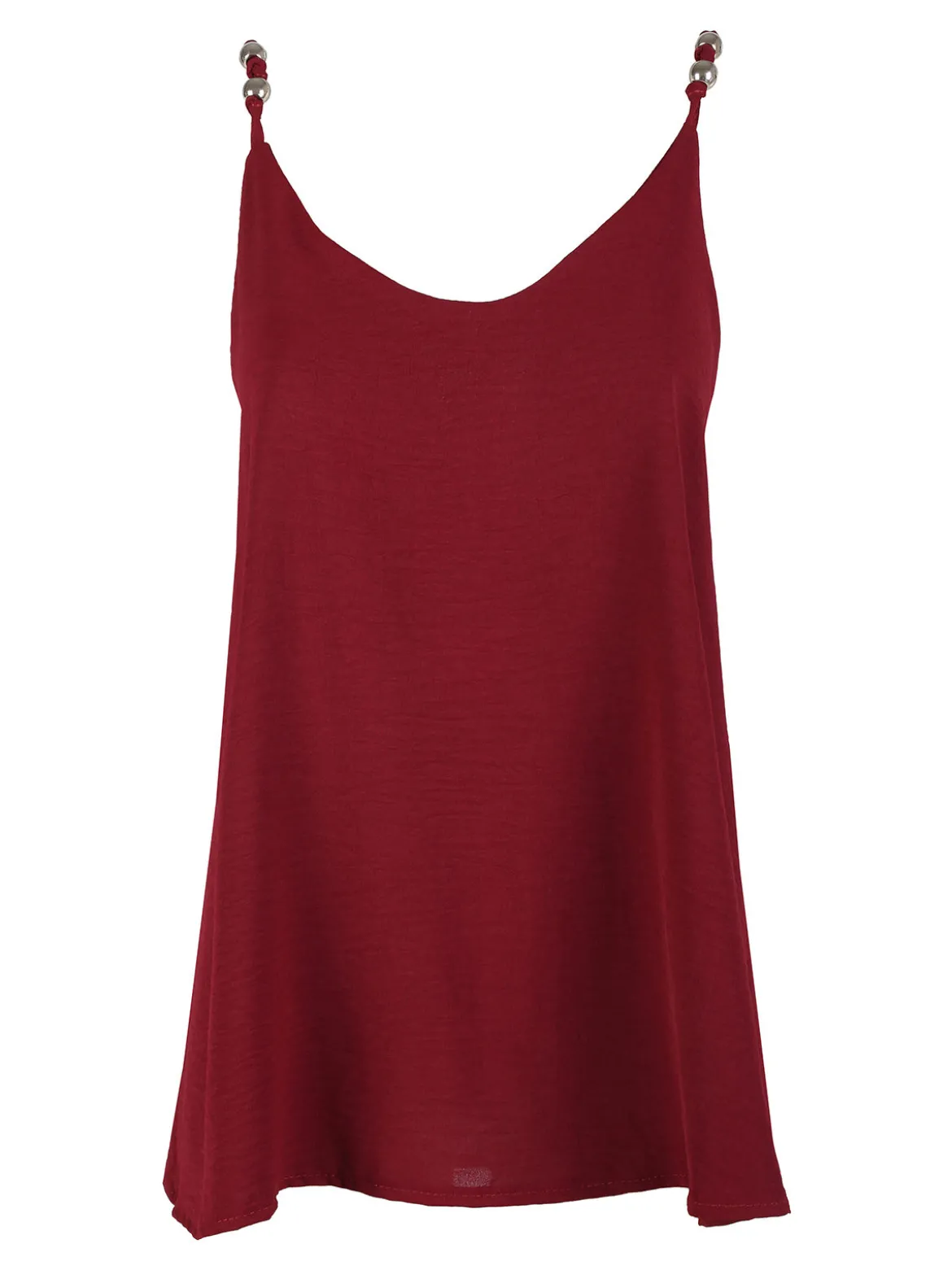Solada Top donna con spalline sottili e perline dorate - bordeaux